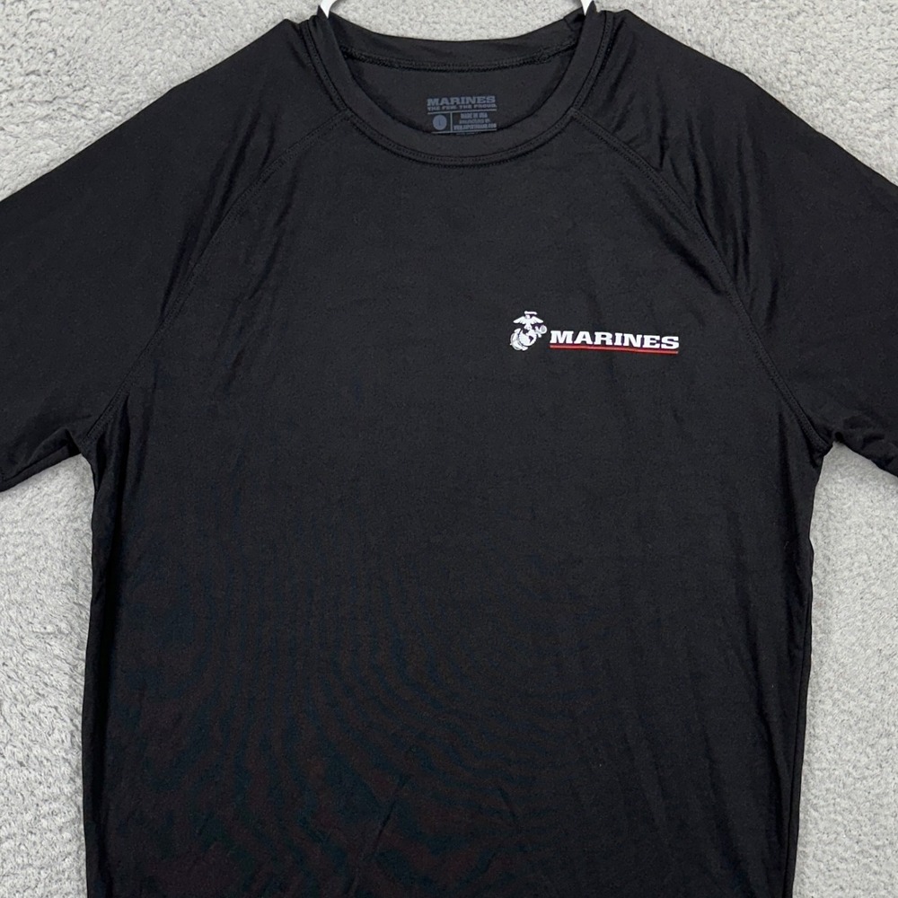 Marines Mens T-Shirt Large Black Pain Is Weakness Leaving The Body Raglan Sleeve